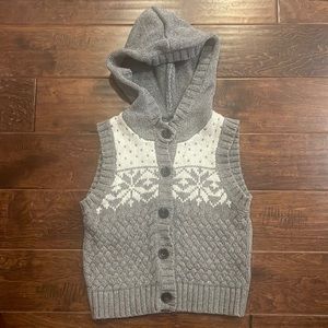 H&M cable knit button down hooded sweater vest